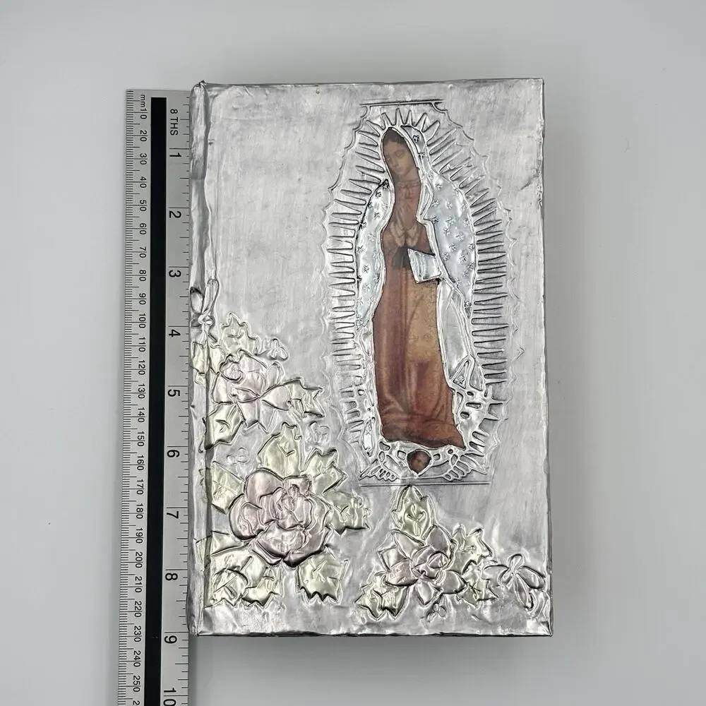 Spanish Catholic Bible Virgen de Guadalupe Repujado Metal Cover Sagrada Biblia